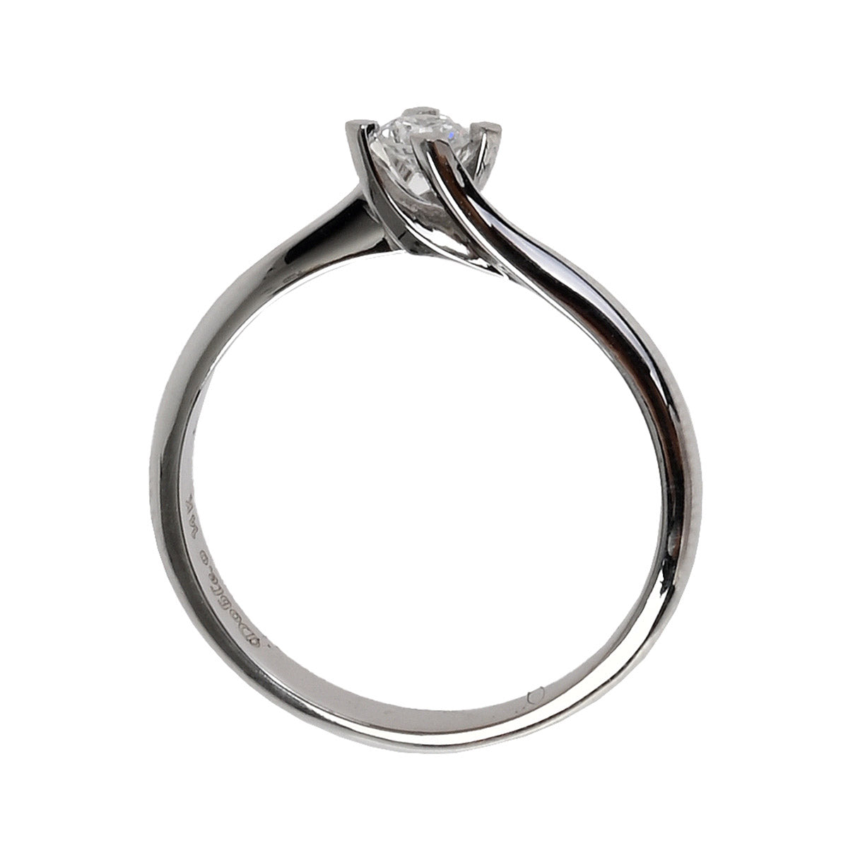Solitario oro blanco 14K con diamante natural