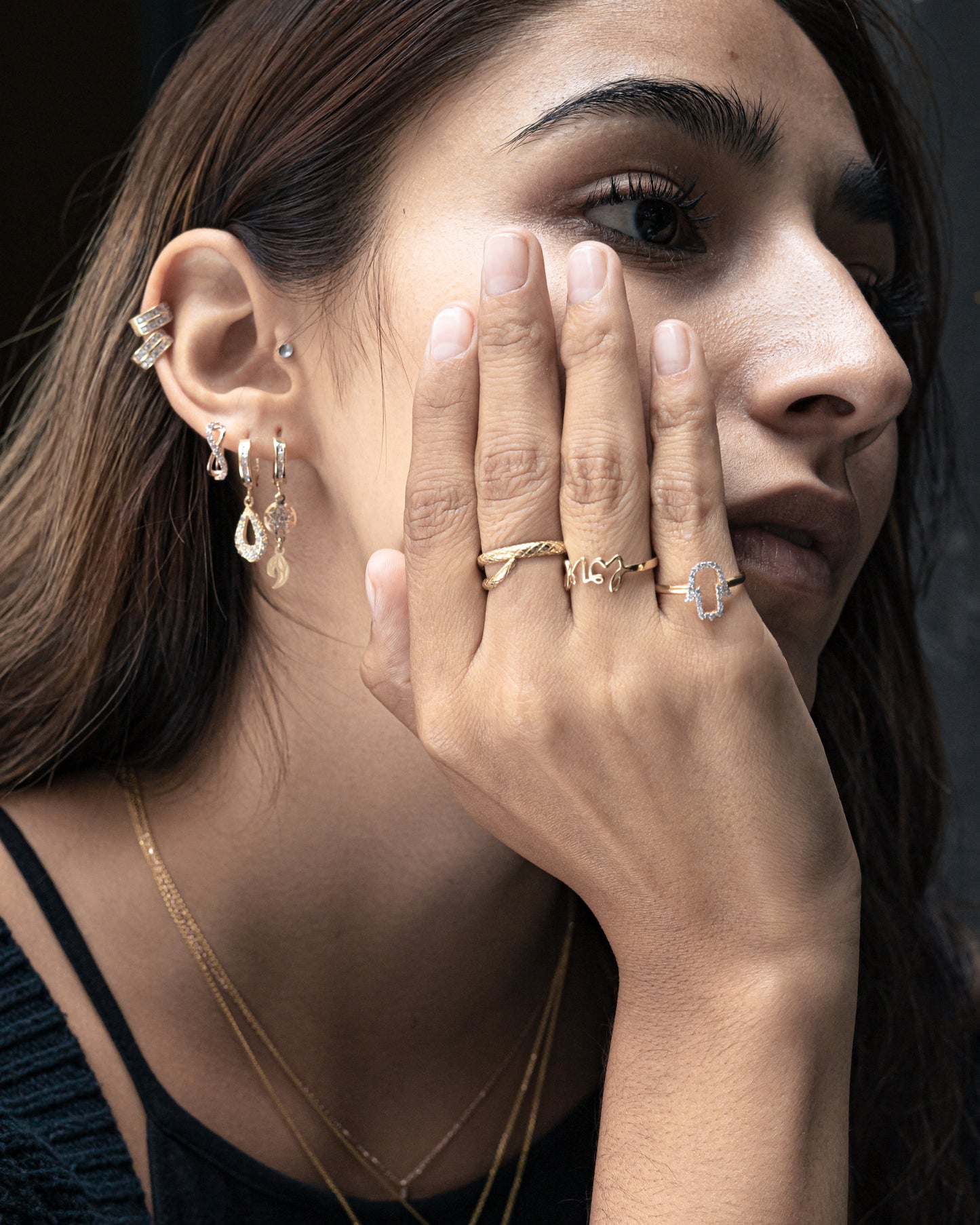 Huggies Gota oro 14K con zirconias