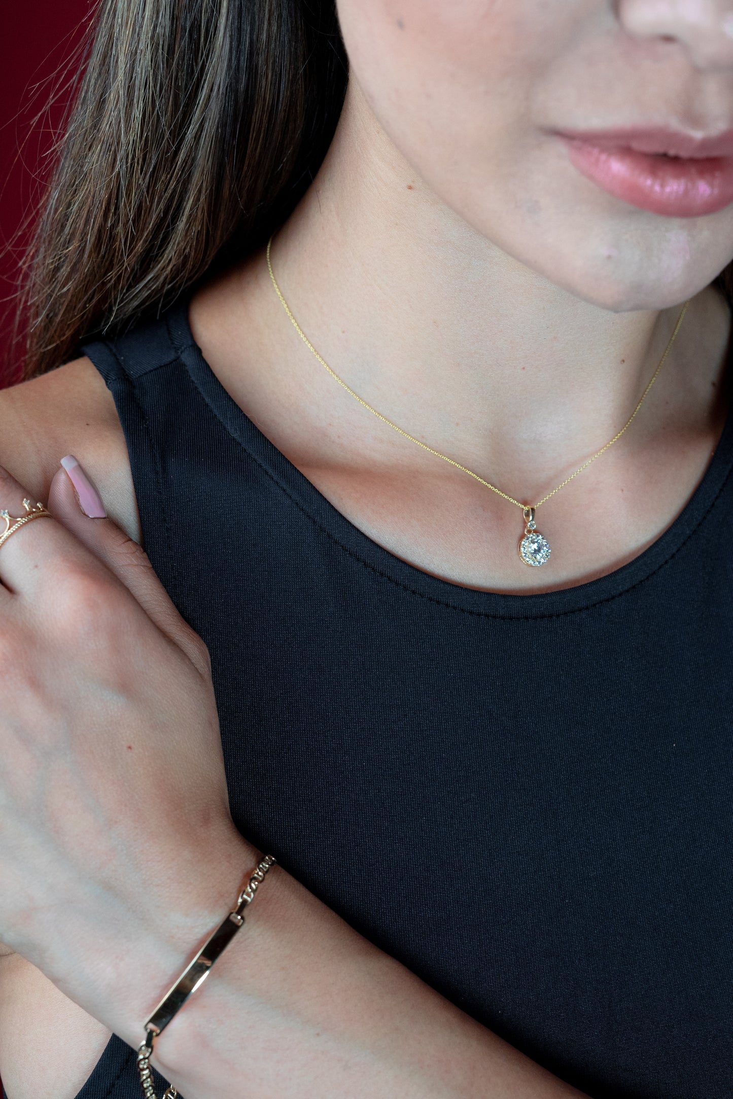 Juego Brillos oro 14K con zirconias