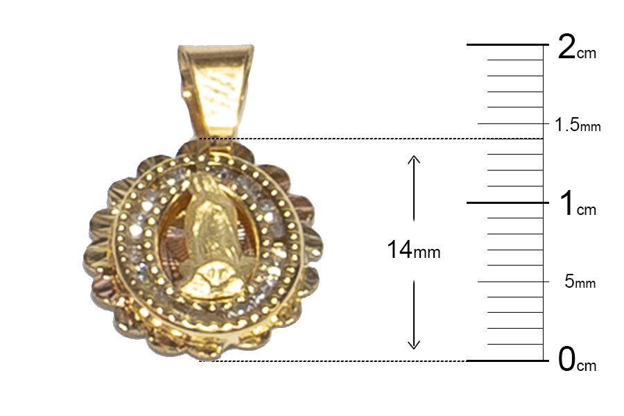 Medalla redonda mini con zirconias oro 14K