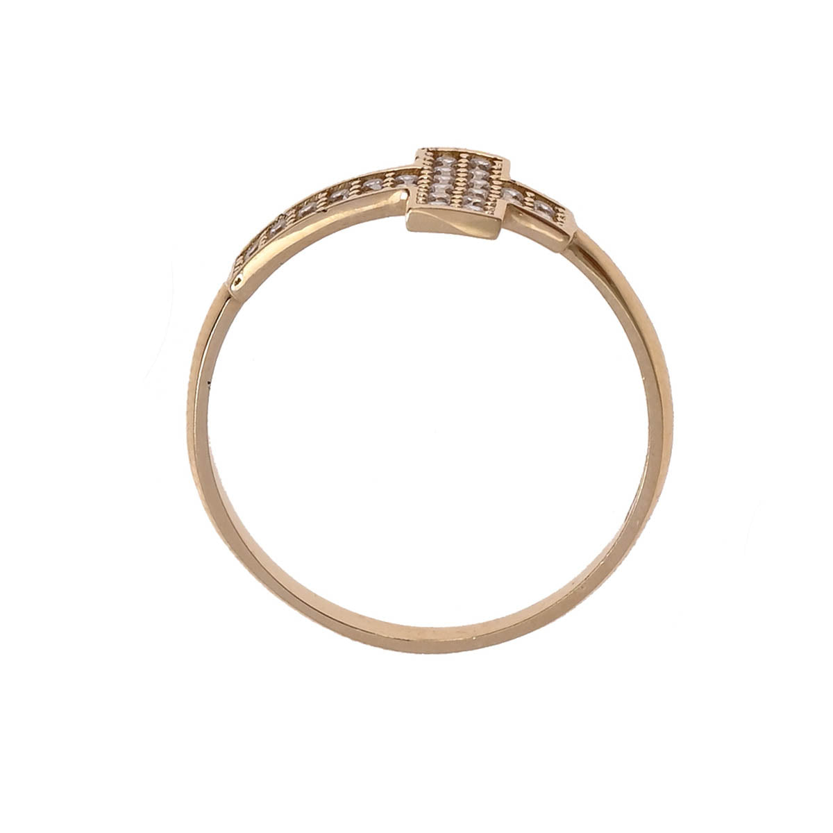 Anillo de Cruz con zirconias oro italiano 14K