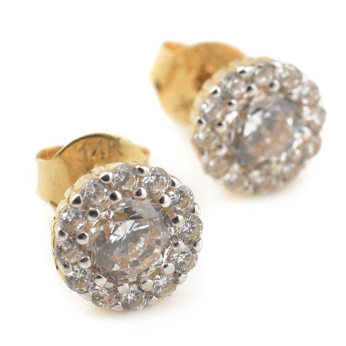 Juego Brillos oro 14K con zirconias