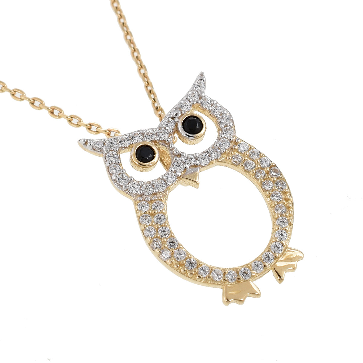 Gargantilla Búho oro 14K con zirconias