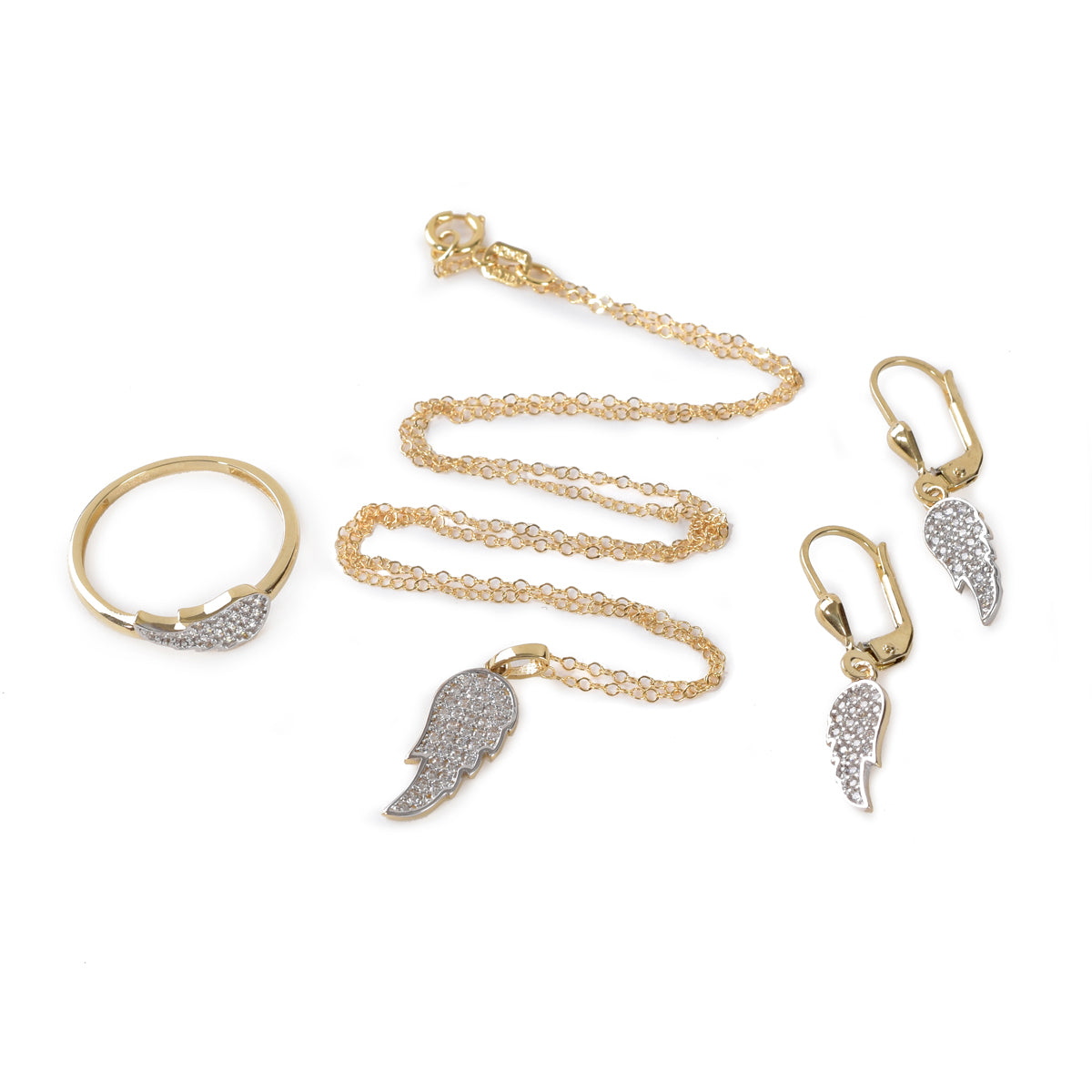 Juego Alas Angel oro italiano 14K