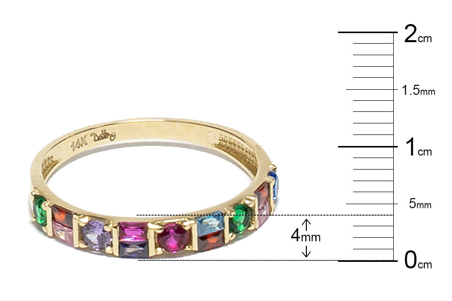 Anillo Arcoíris con gemas de colores Oro 14K