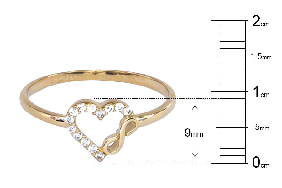 Anillo corazón infinito oro 14K