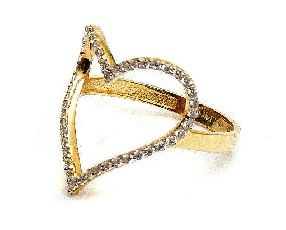 Anillo Silueta Corazón oro 14K con zirconias