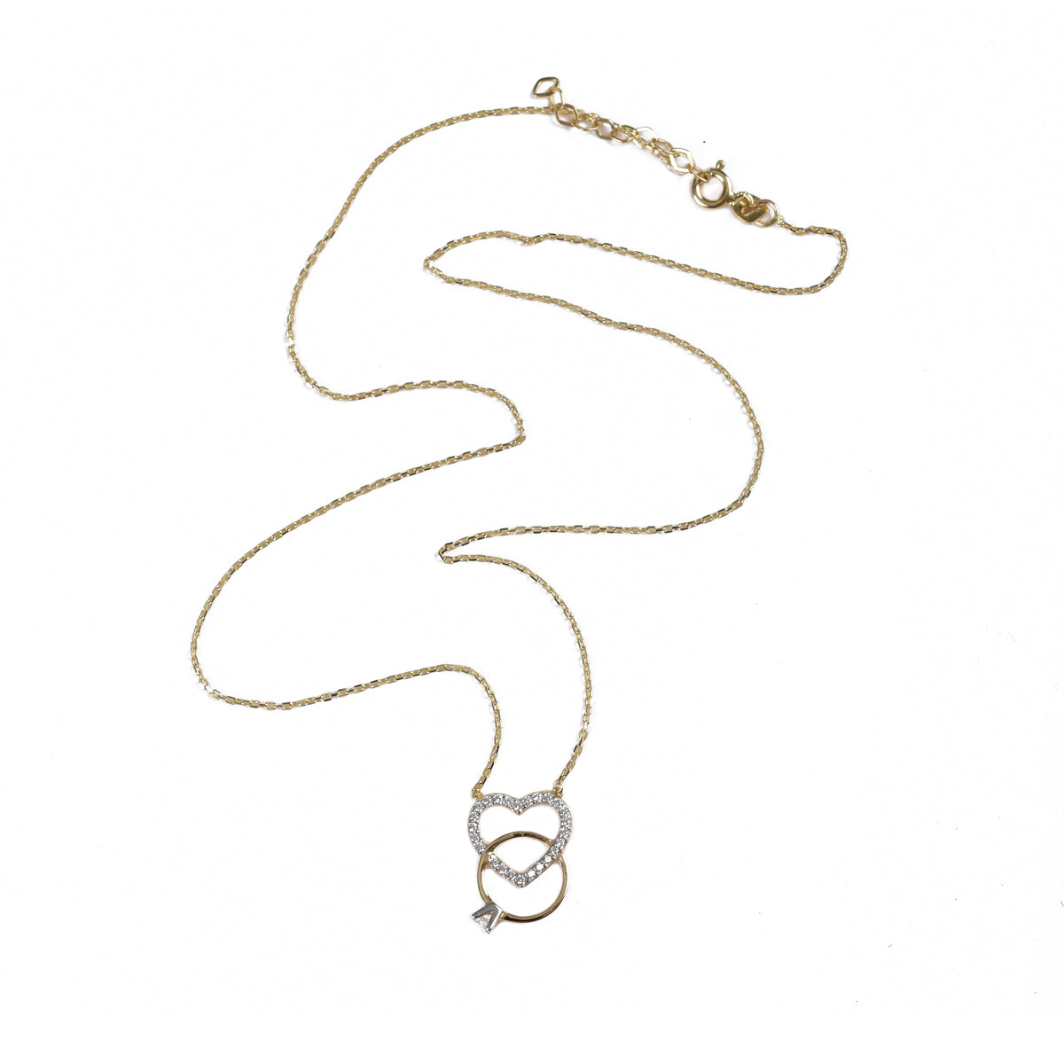 Gargantilla Corazón Solitario oro 14K con zirconias