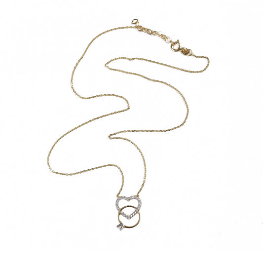 Gargantilla Corazón Solitario oro 14K con zirconias