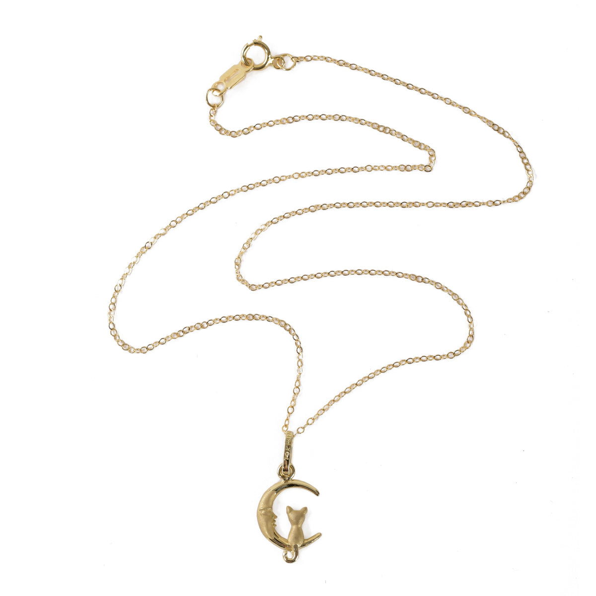 Dije Gato en la Luna oro 14K