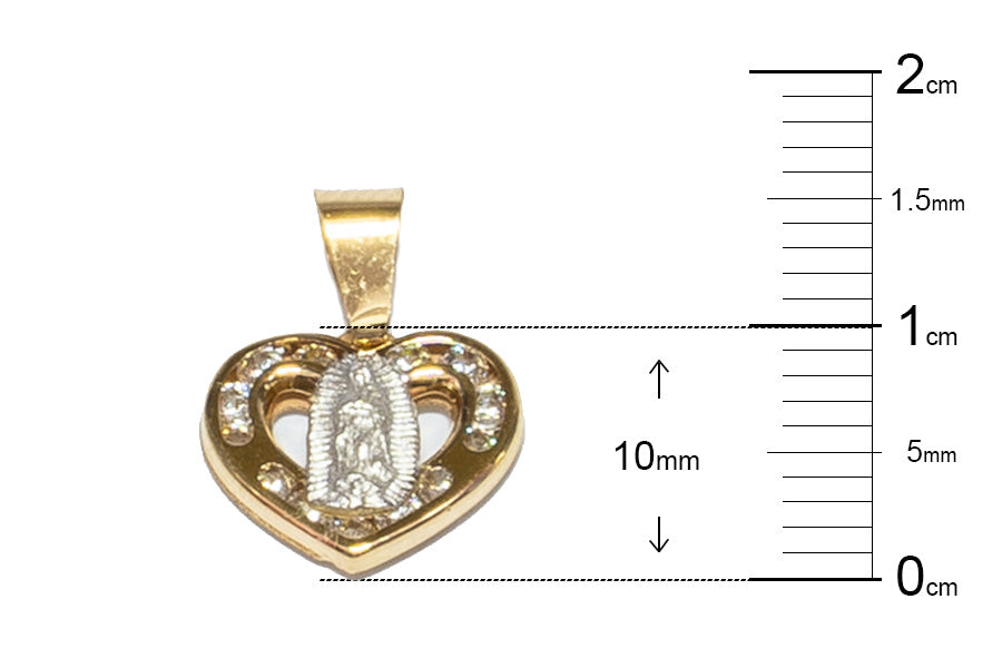 Medalla Virgen Guadalupe Corazón oro 14K