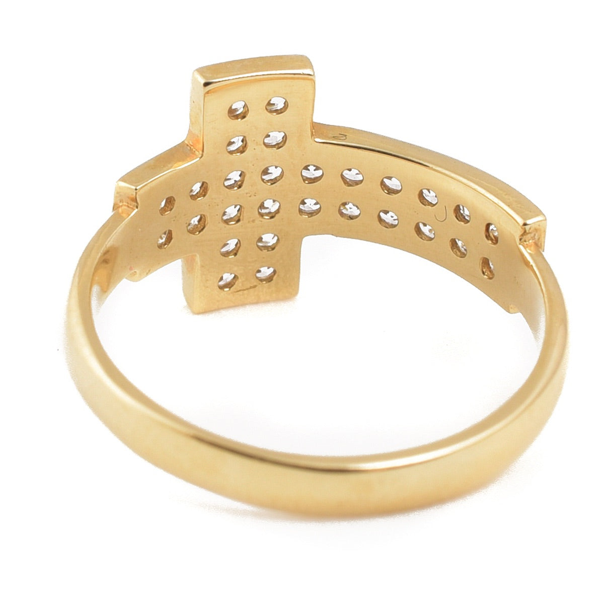 Anillo de Cruz con zirconias oro italiano 14K