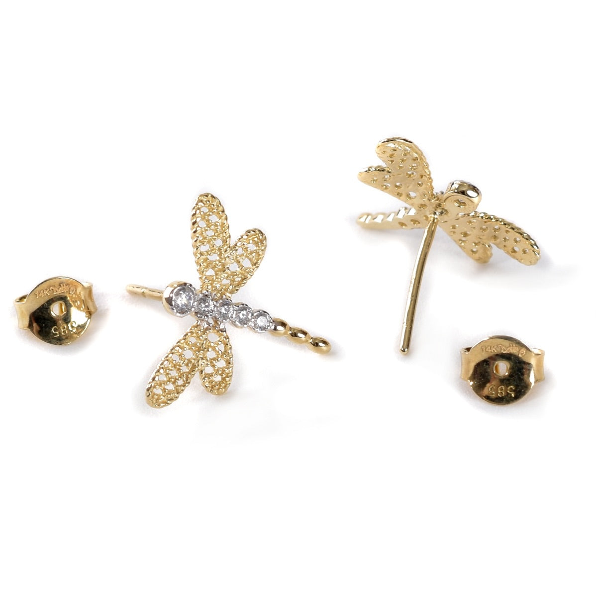 Aretes Libélula de Aire oro 14K