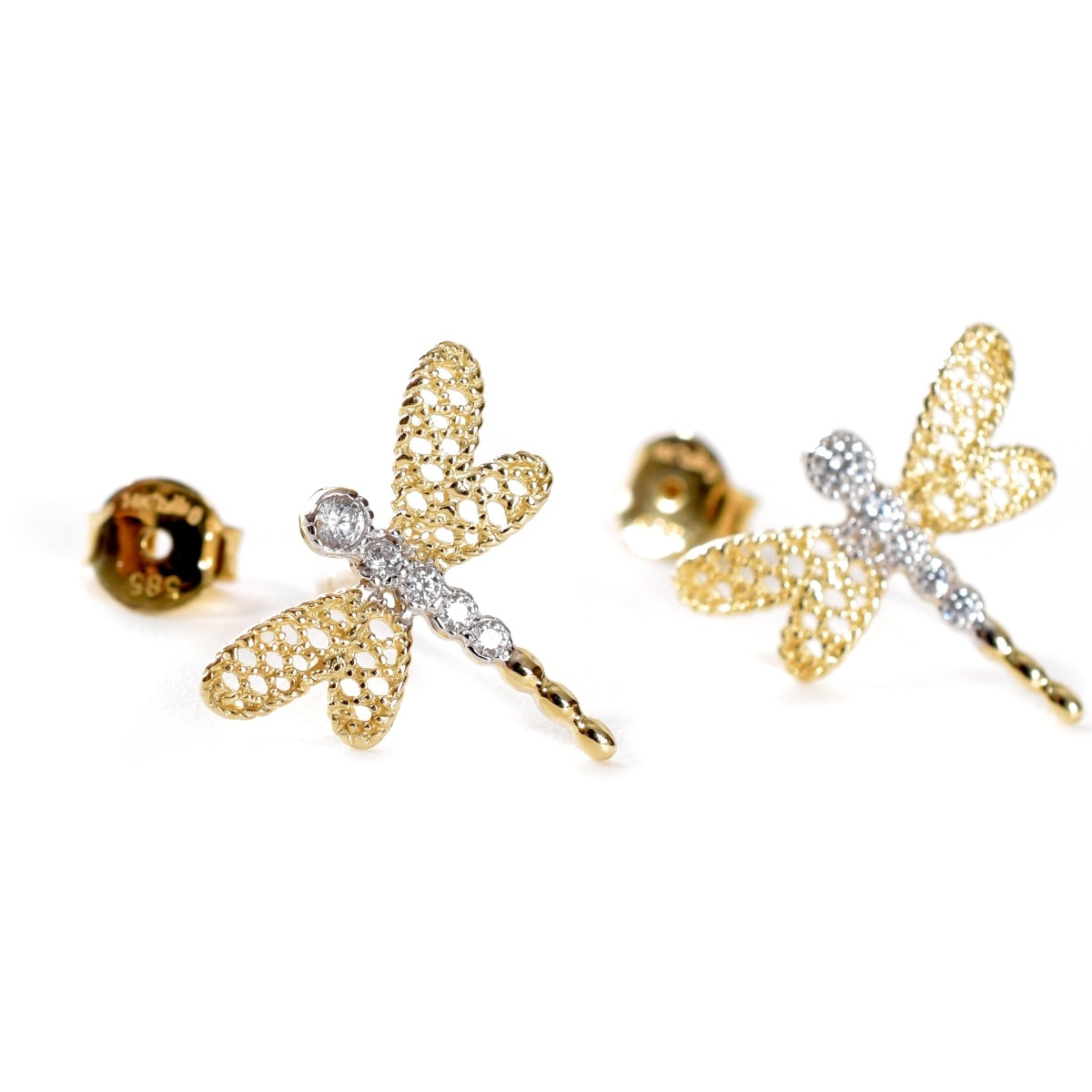 Aretes Libélula de Aire oro 14K