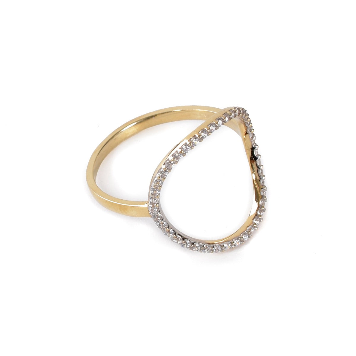 Anillo Silueta círculo Oro 14K con zirconias