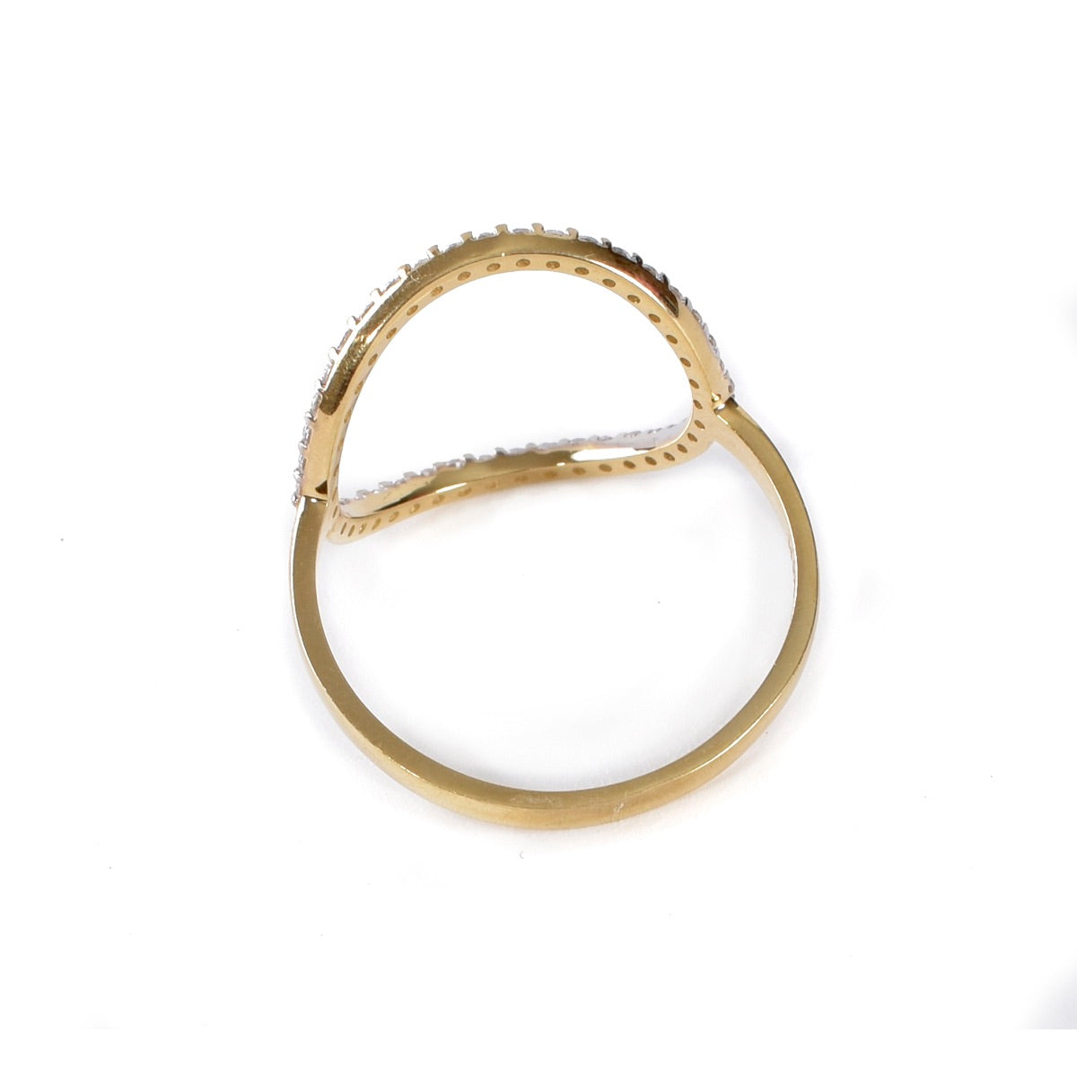 Anillo Silueta círculo Oro 14K con zirconias