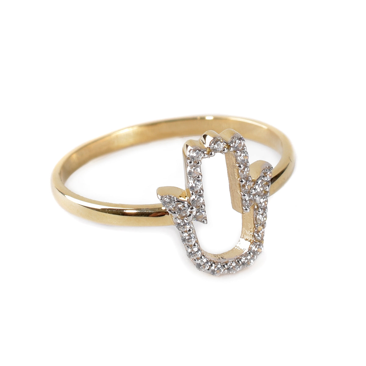 Juego Mano de Fátima Oro 14K con zirconias