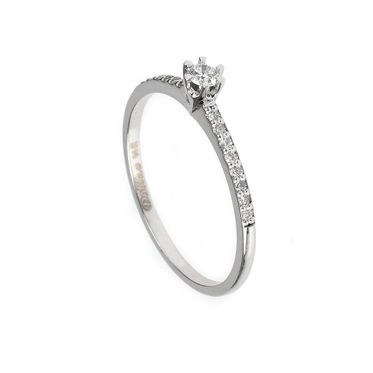 Solitario modelo Isabel, oro 14K con brillantes