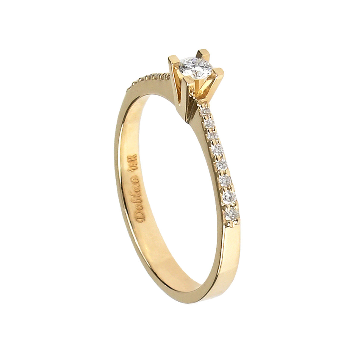 Solitario con Brillantes modelo Sophia, oro 14K