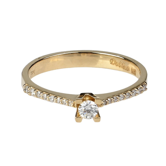 Solitario con Brillantes modelo Sophia, oro 14K