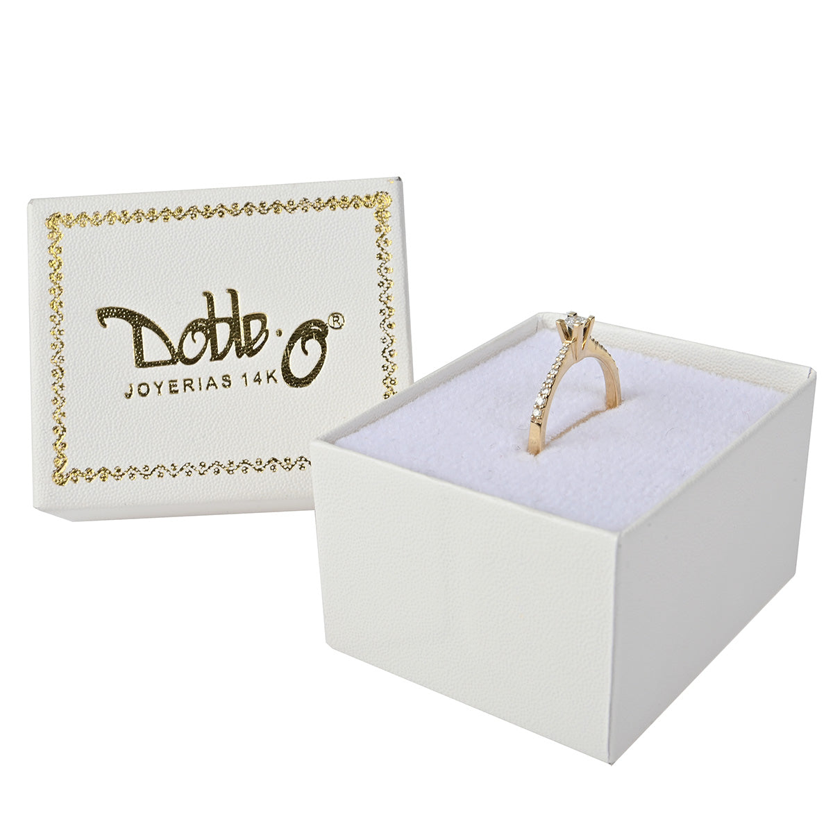 Solitario con Brillantes modelo Sophia, oro 14K