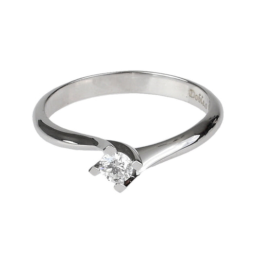 Solitario oro blanco 14K con diamante natural