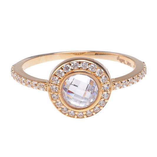 Anillo de Compromiso con Zirconia blanca oro 14K con zirconias