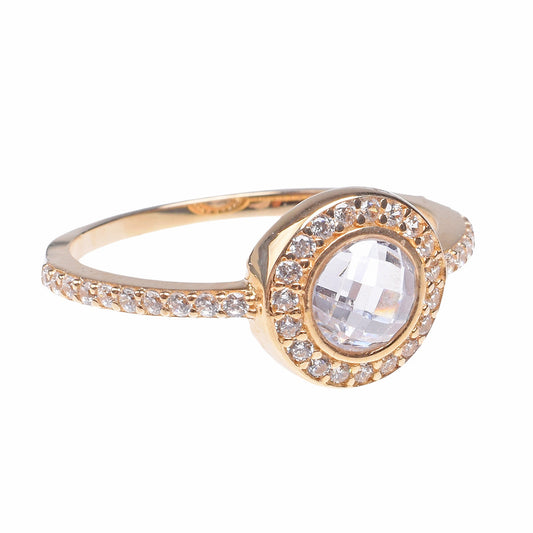 Anillo de Compromiso con Zirconia blanca oro 14K con zirconias