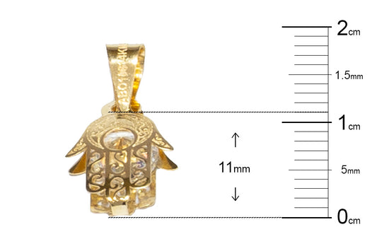 Dije Mano de Fátima oro 14K con zirconias