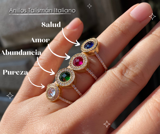 Anillo Talismán Italiano oro 14K con zirconias