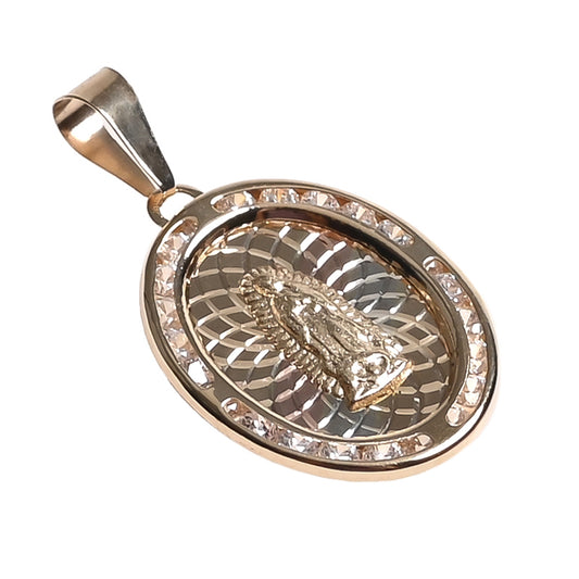 Medalla Virgen de Guadalupe ovalada Grande oro 14K