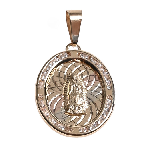 Medalla Virgen de Guadalupe ovalada Grande oro 14K