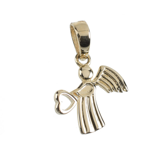 Dije Angelito platinado oro italiano 14K con cadena