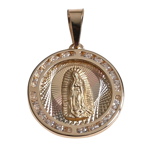 Medalla Virgen de Guadalupe Redonda grande oro 14K