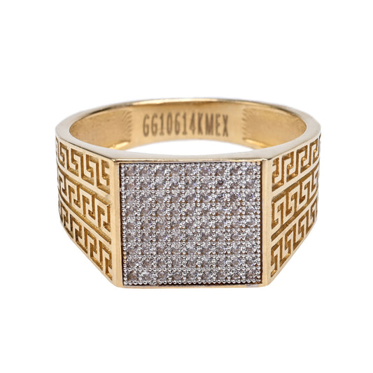 Anillo para caballero con zirconias y grecas