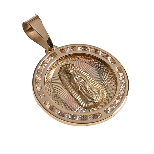 Medalla Virgen de Guadalupe Redonda grande oro 14K