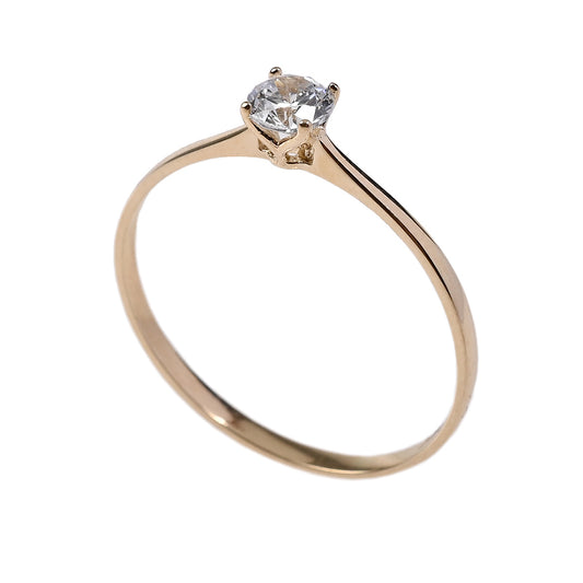 Anillo Solitario Clásico Oro Amarillo