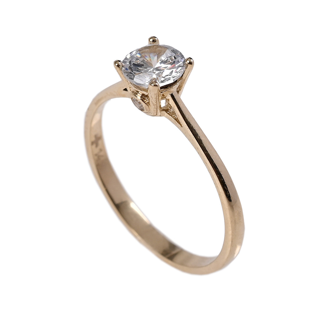 Solitario grande con zirconia oro 14K