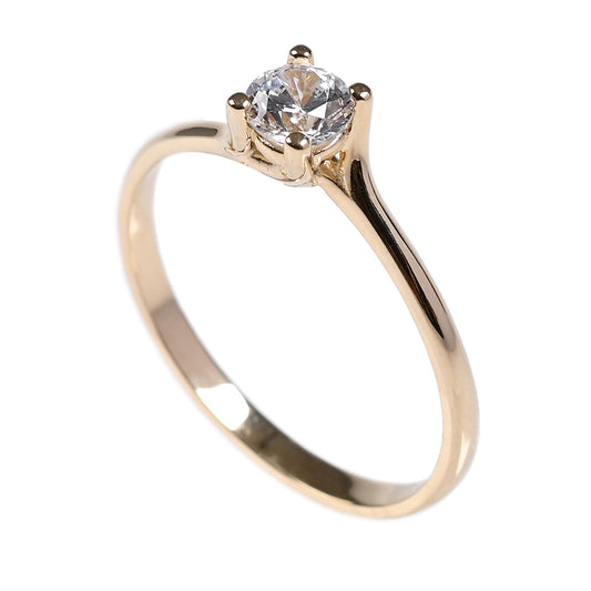 Anillo Solitario Moderno Oro italiano 14K