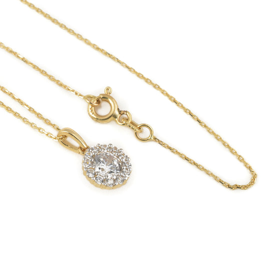 Juego Brillos oro 14K con zirconias