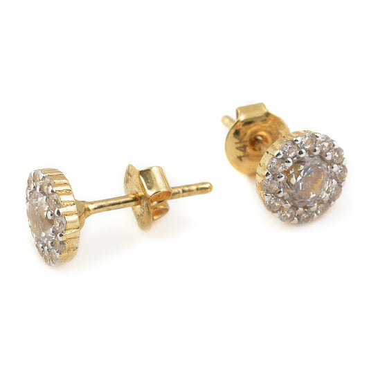 Juego Brillos oro 14K con zirconias