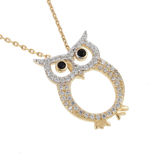 Gargantilla Búho oro 14K con zirconias