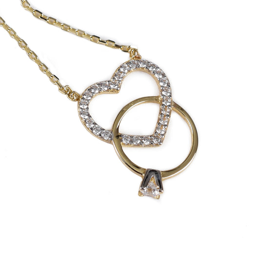 Gargantilla Corazón Solitario oro 14K con zirconias