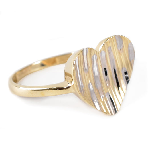 Anillo Corazón Diamantado oro italiano 14K