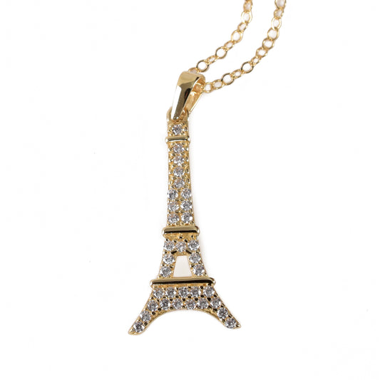 Dije Torre Eiffel con cadena oro italiano 14K