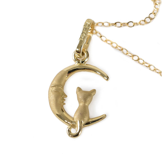 Dije Gato en la Luna oro 14K