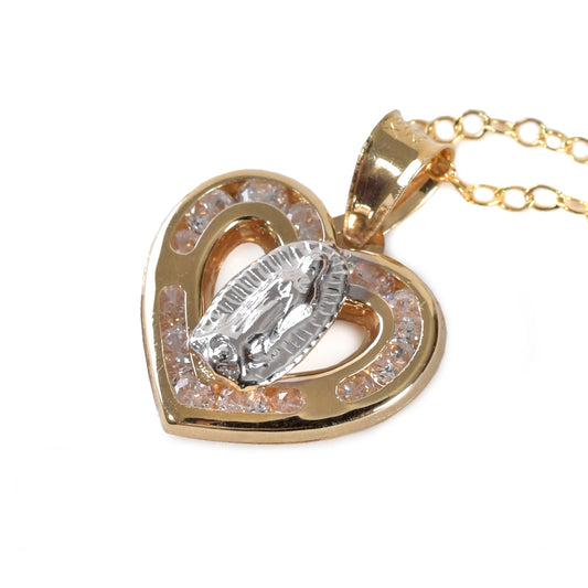 Medalla Virgen Guadalupe Corazón oro 14K