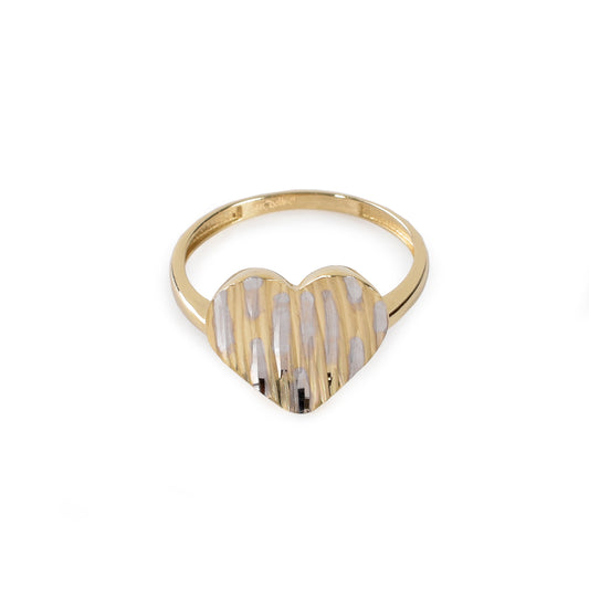 Anillo Corazón Diamantado oro italiano 14K