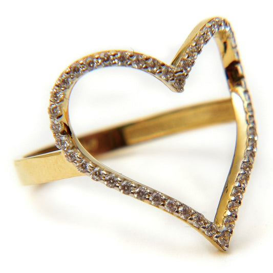Anillo Silueta Corazón oro 14K con zirconias