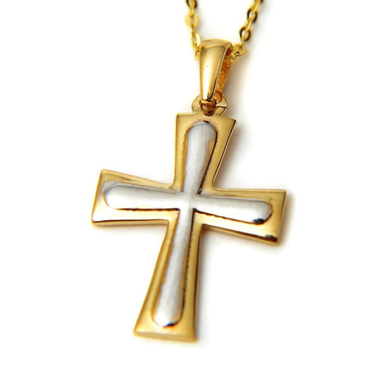 Dije Cruz Dos Oros oro 14K con cadena de 40cm